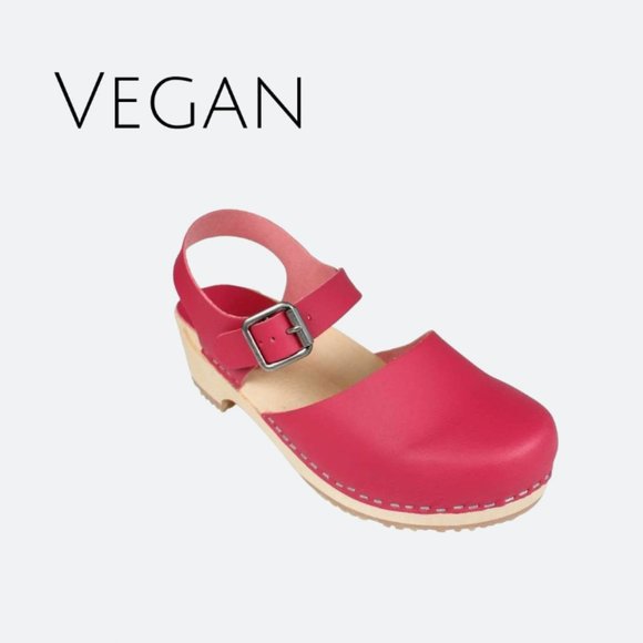 Lotta From Stockholm Shoes - Lotta From Stockholm Vegan Greta Low Wood Clogs Pink Vegan Leather USA 8.5, EUR